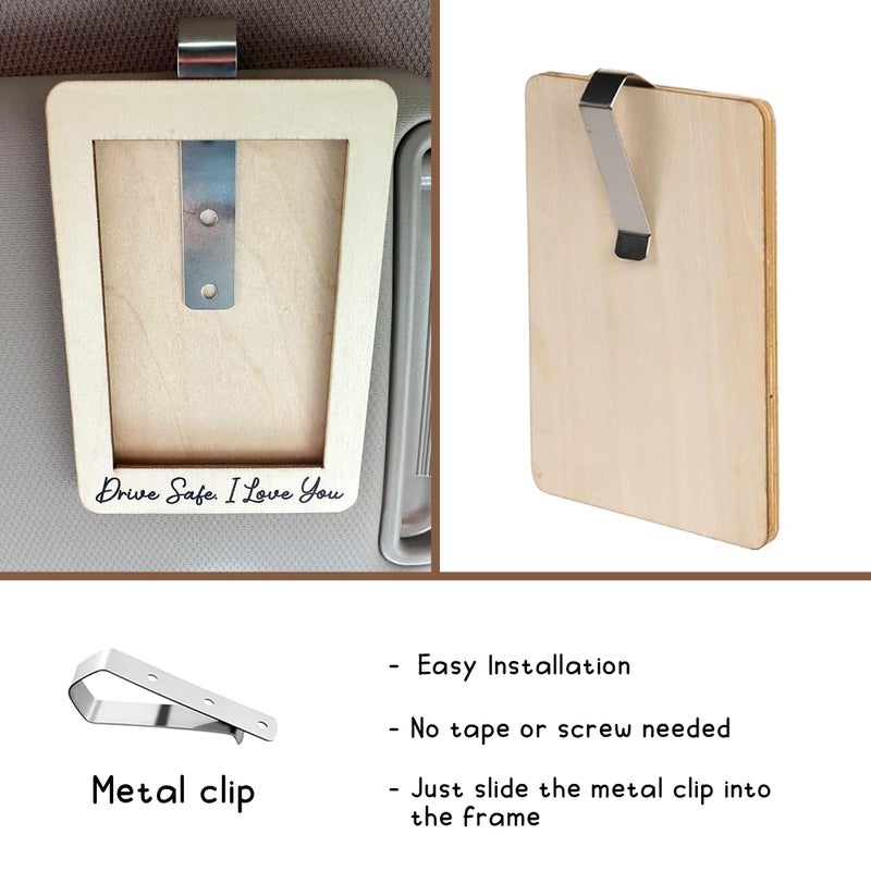 Drive Safe I Love You Photo Car Visor Clip - حامل صور لواقي السيارة لزوج الأب والأم - هدية عيد الأب 2025 - حامل صور بولارويد للسيارات - مشبك صور لأقنعة الشمس للسيارات - هدايا جديدة للسائق - Image 2